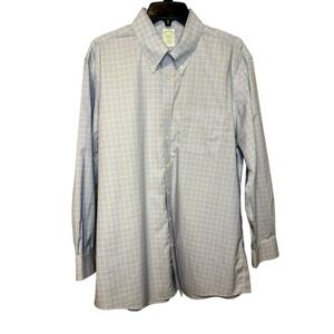 Brooks Brothers Mens Slim Fit Button Down Shirt 17-33 Blue Checkered